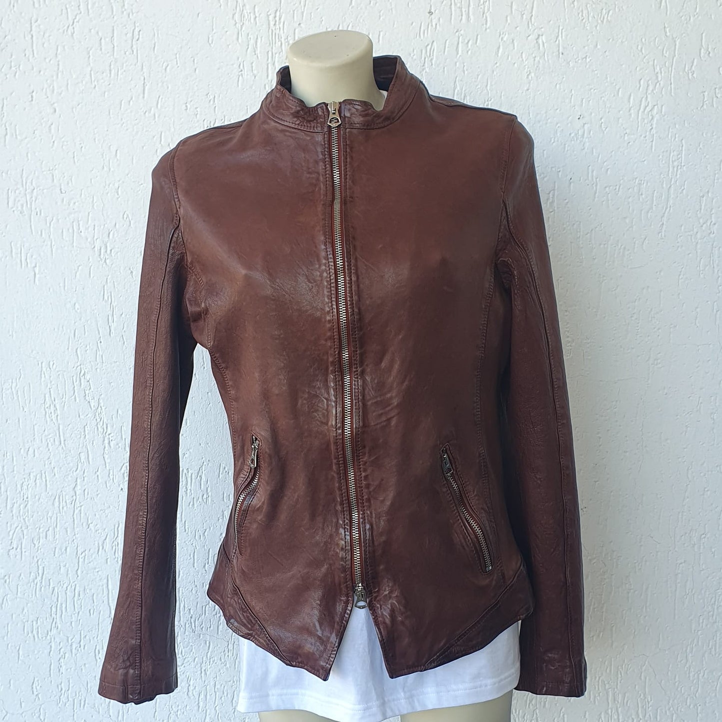 Giacca Biker in Nappa lavata vegetale - Donna