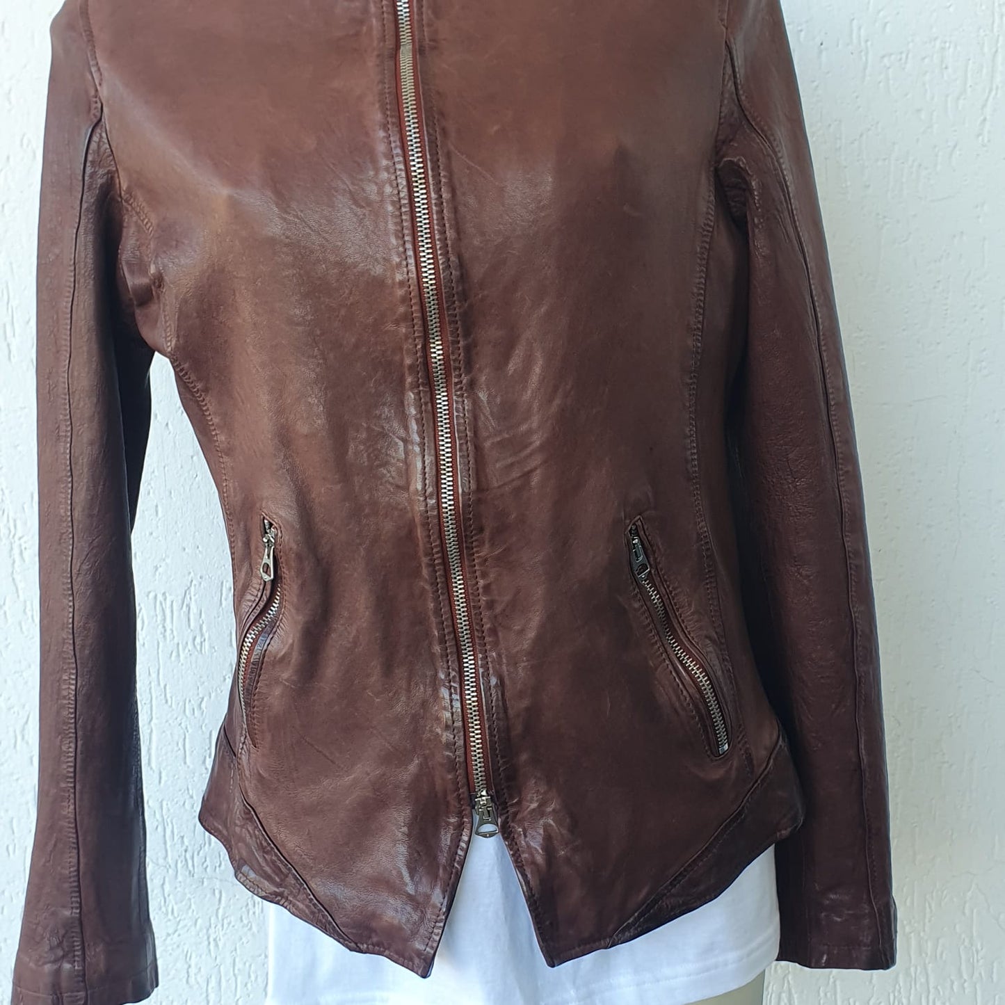 Giacca Biker in Nappa lavata vegetale - Donna