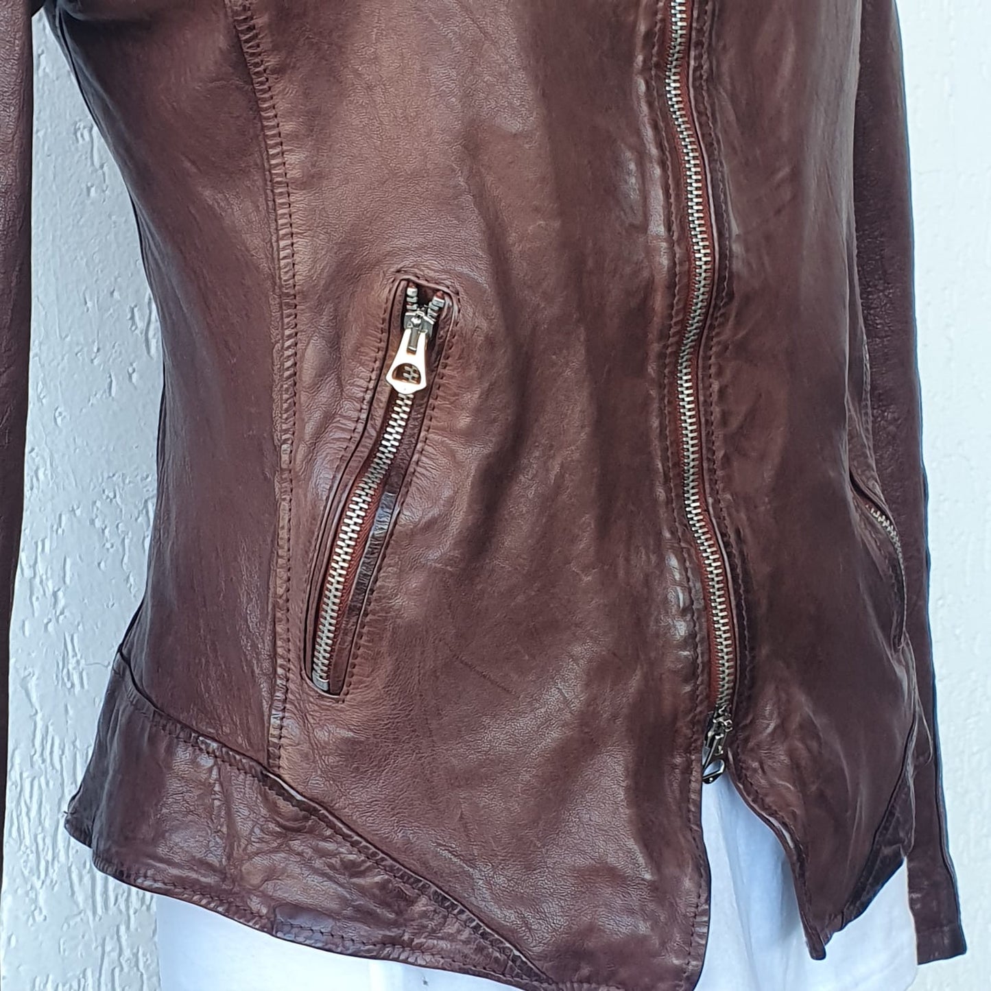 Giacca Biker in Nappa lavata vegetale - Donna