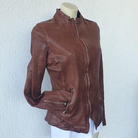 Giacca Biker in Nappa lavata vegetale - Donna