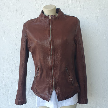 Giacca Biker in Nappa lavata vegetale - Donna