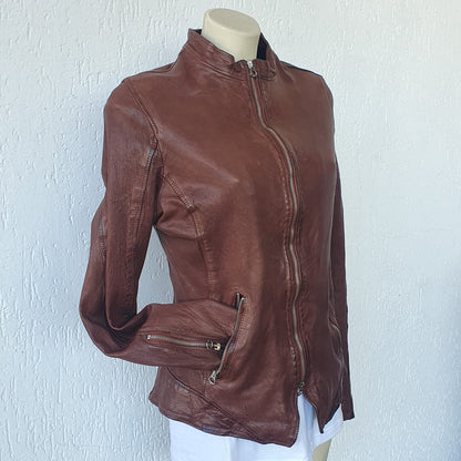 Giacca Biker in Nappa lavata vegetale - Donna