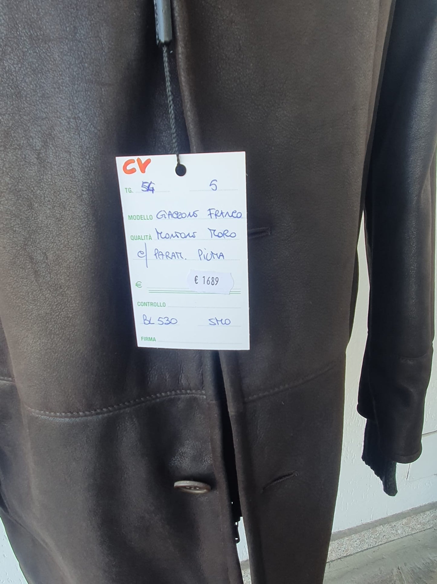 Giaccone in Shearling Rasato e Scamosciato Testa Moro con Pettorina in Piuma D'oca